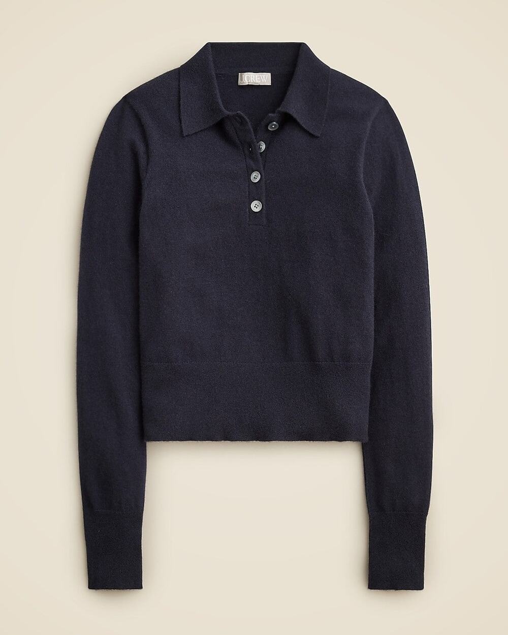 J. crew Featherweight Cashmere Blend Long Sleeve Polo Shirt Navy - M